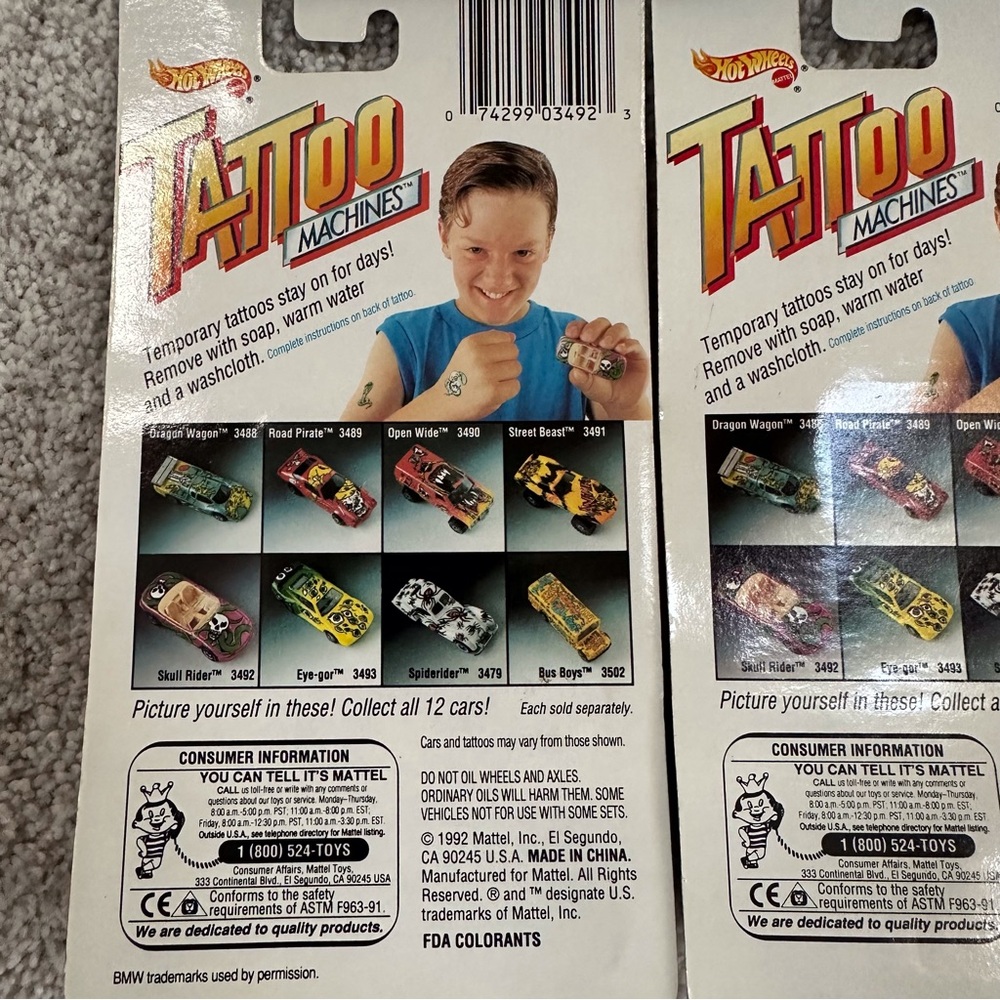Vintage 1992 Hot wheels Tattoo Machines Die Cast Cars - Picture 5 of 9